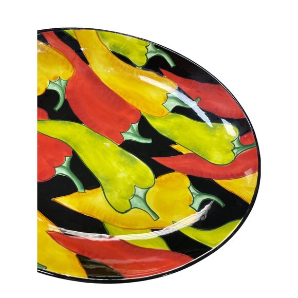 Clay Art "Caliente" Hand Painted Stonelite Serving platter dish SKU 9499 - Picture 3 of 9
